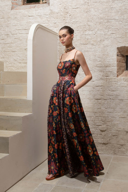 VT 8632 Rona Gored Ankle-dress in Navy
