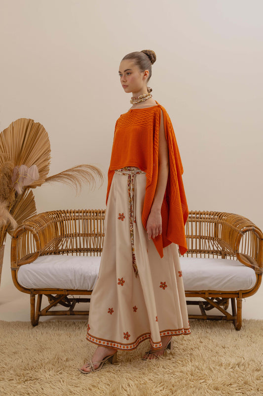 VT 8239-2 Multiways Knitt Poncho in Orange