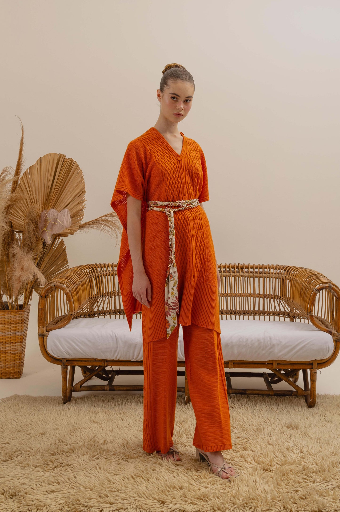 VT 8239-2 Multiways Knitt Poncho in Orange