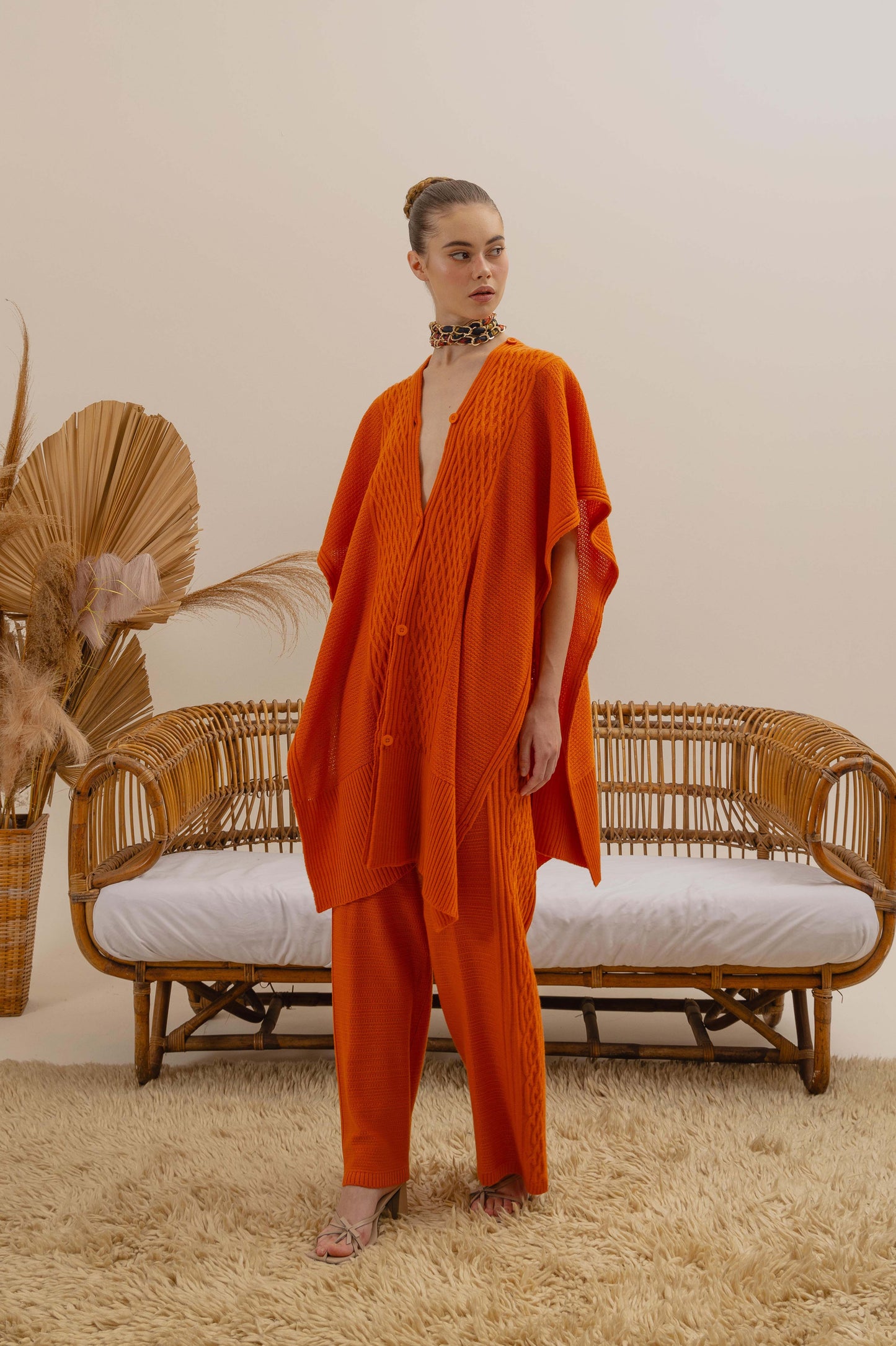 VT 8239-2 Multiways Knitt Poncho in Orange