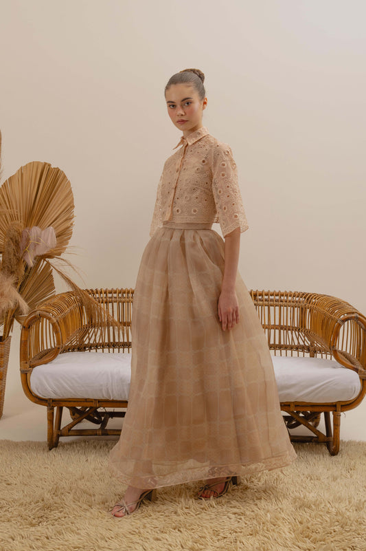 VT 8664 / VT 8662-1 Organza Shirt in Ecru