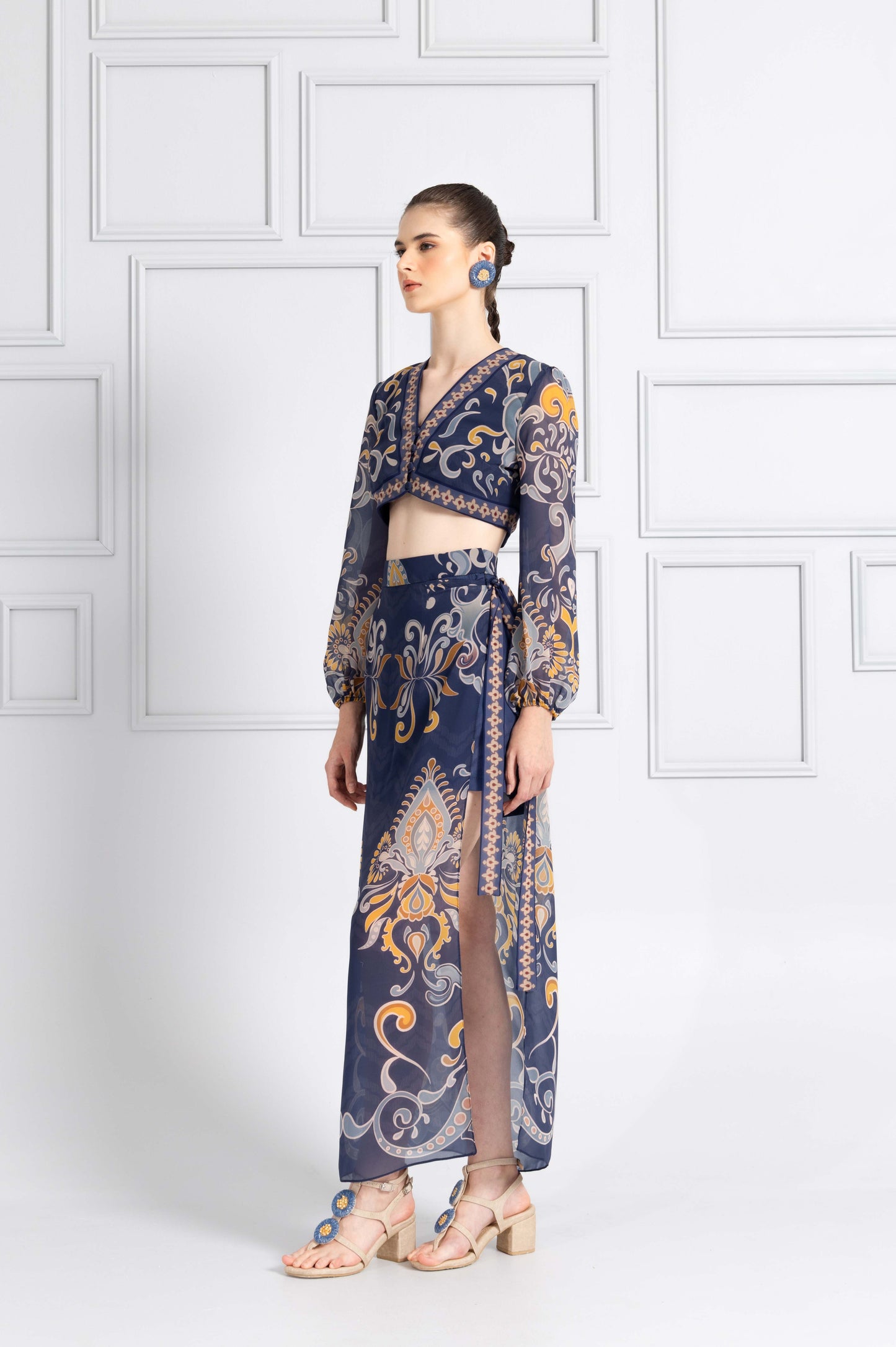 VT 8752 / VT 8753 Huma Chiffon V-cut Cropped-top Set