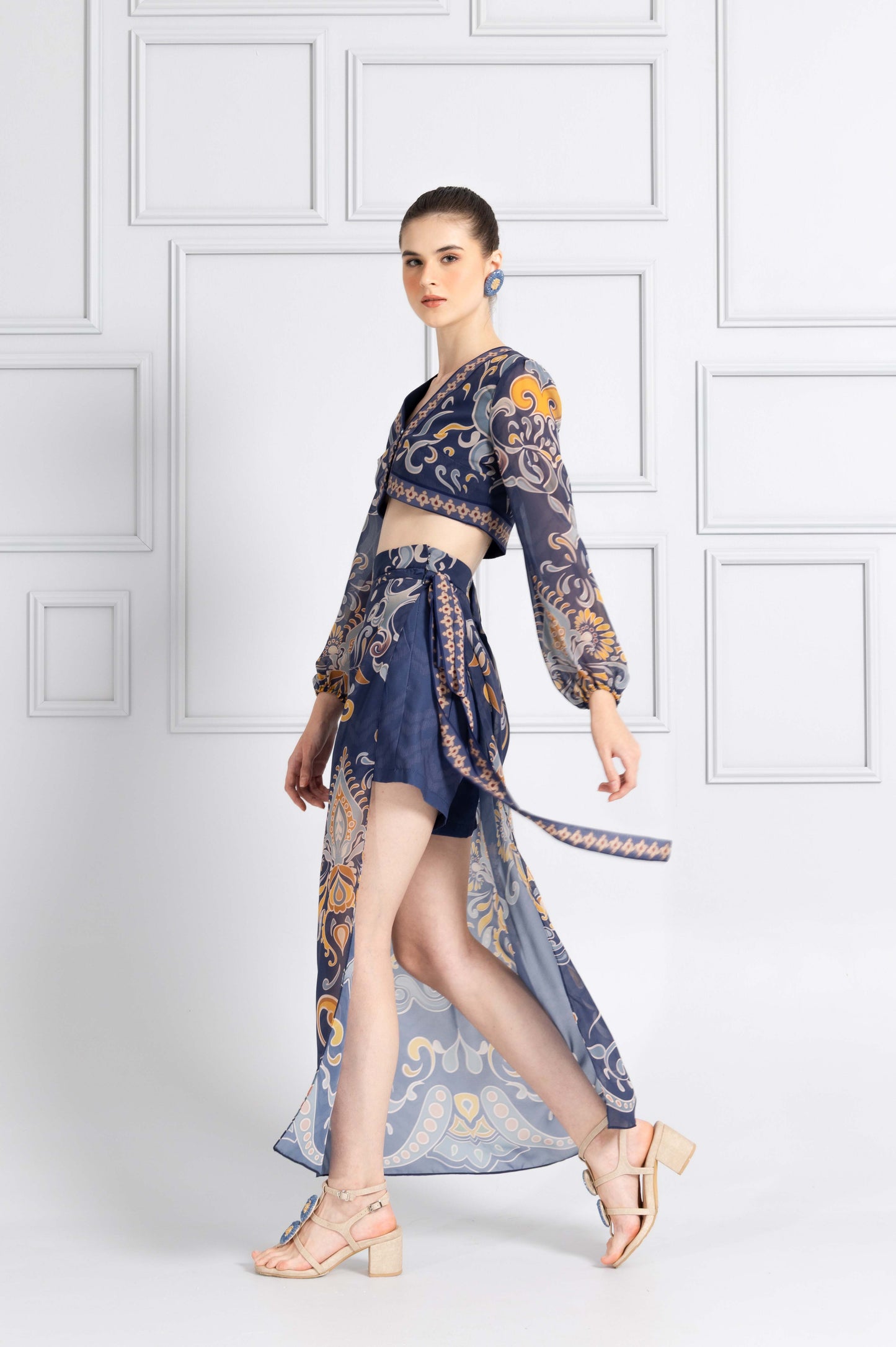 VT 8752 / VT 8753 Huma Chiffon V-cut Cropped-top Set