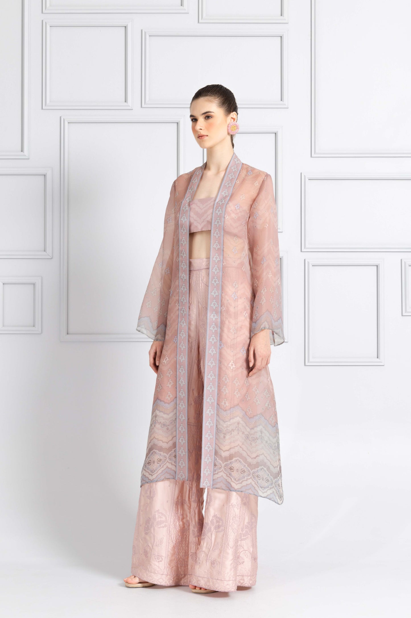 VT 8765-1 / VT 8746-2 Danum Organdy Kimono Long Outer in Blush Set