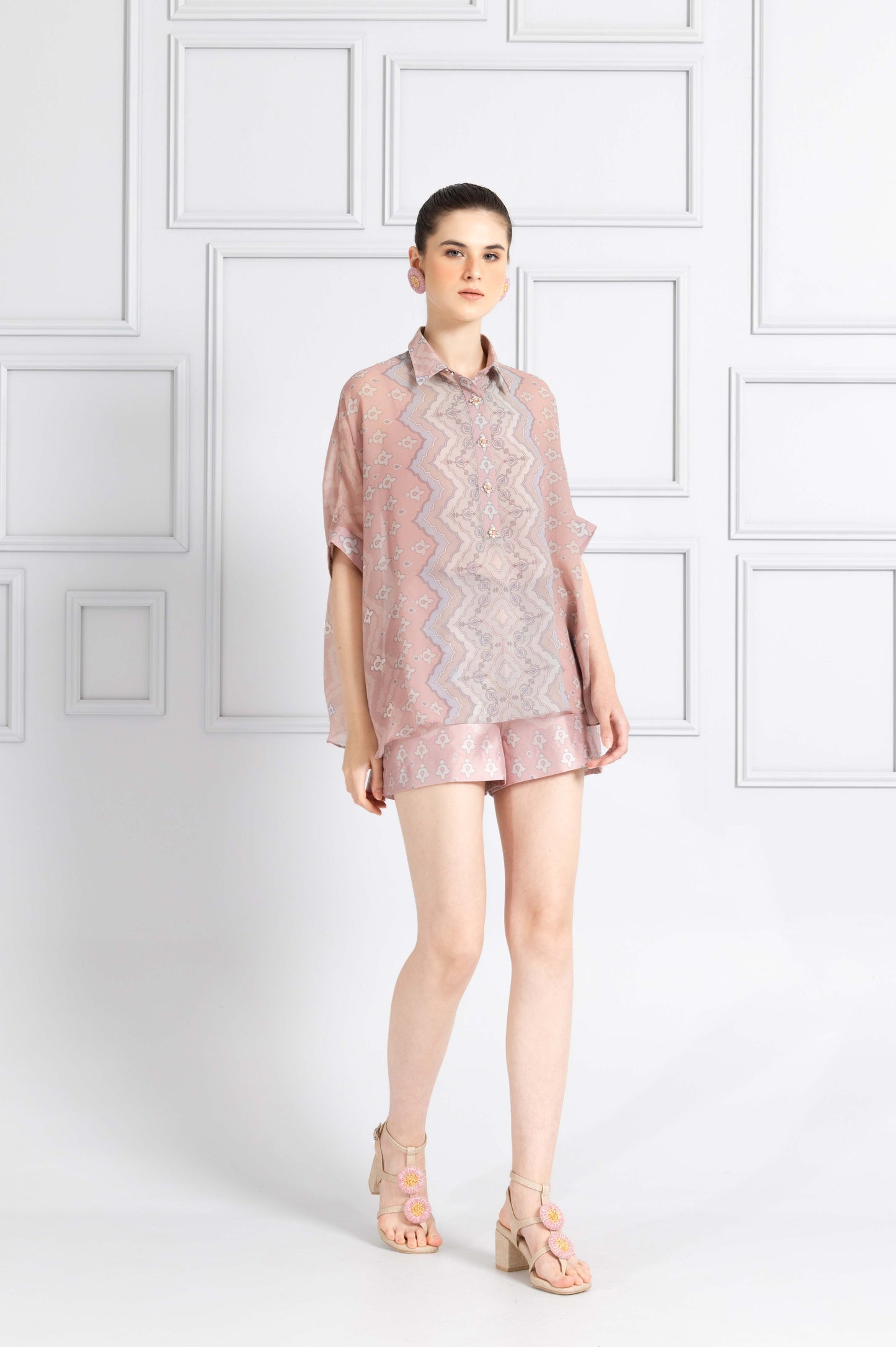 VT 8742 Danum Chiffon Oversized Blouse in Blush