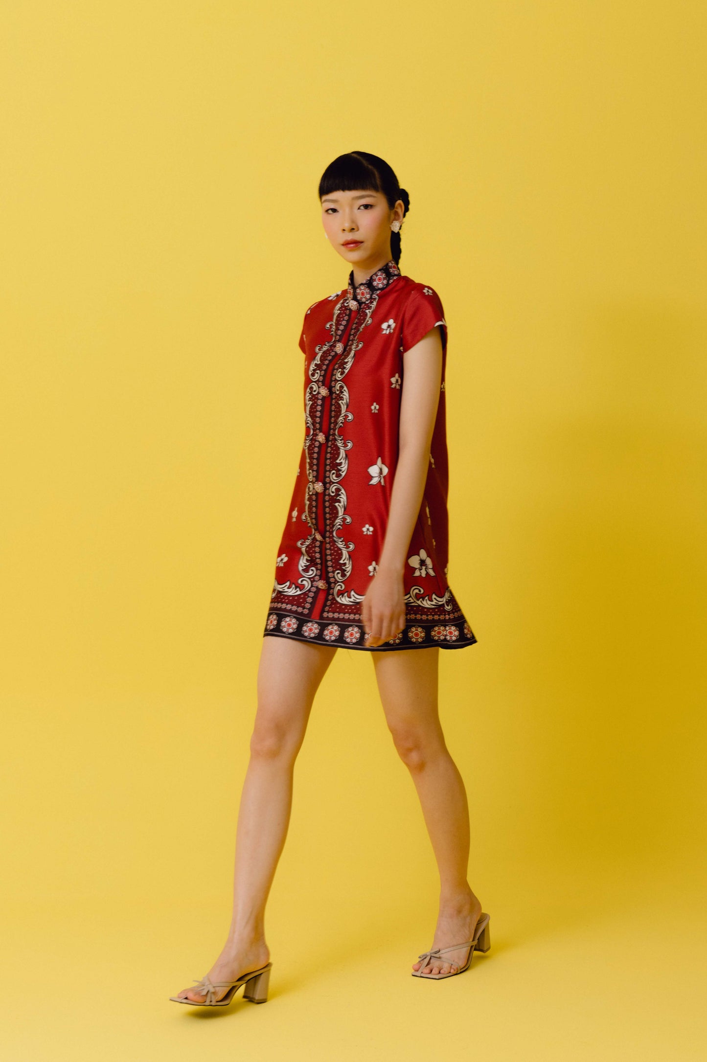 VT 8687 Lihua Mini Dress in Cherry