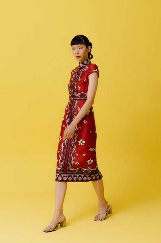 VT 8690 Lihua Shantung QiPao in Cherry