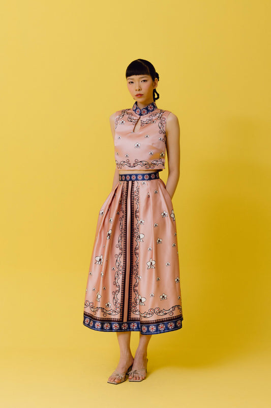 VT 8691-1 / VT 8692-1 Lihua Crop-Top in Rose Set
