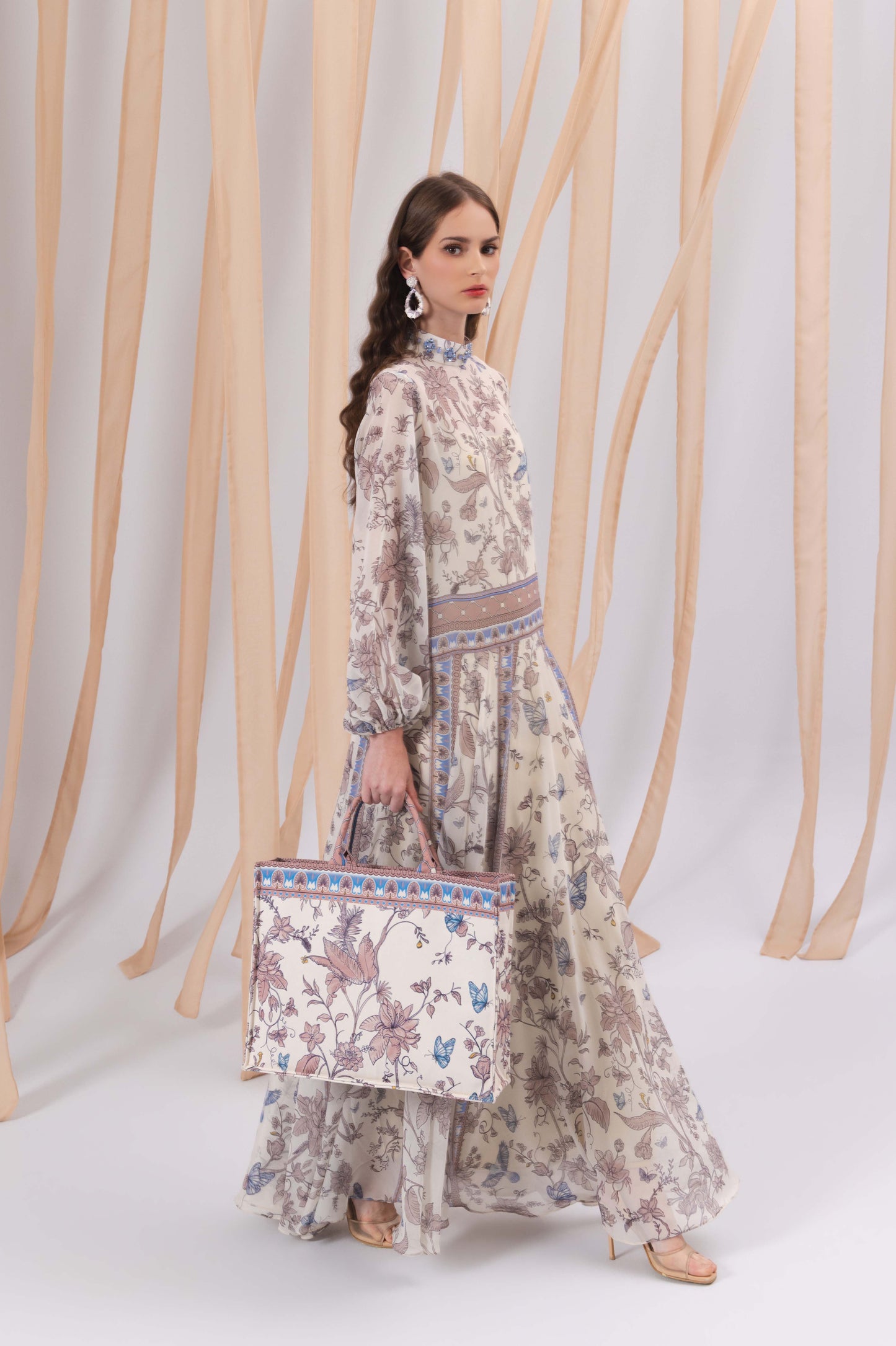 VT 8857 Rana Chiffon Maxi Dress in Blush