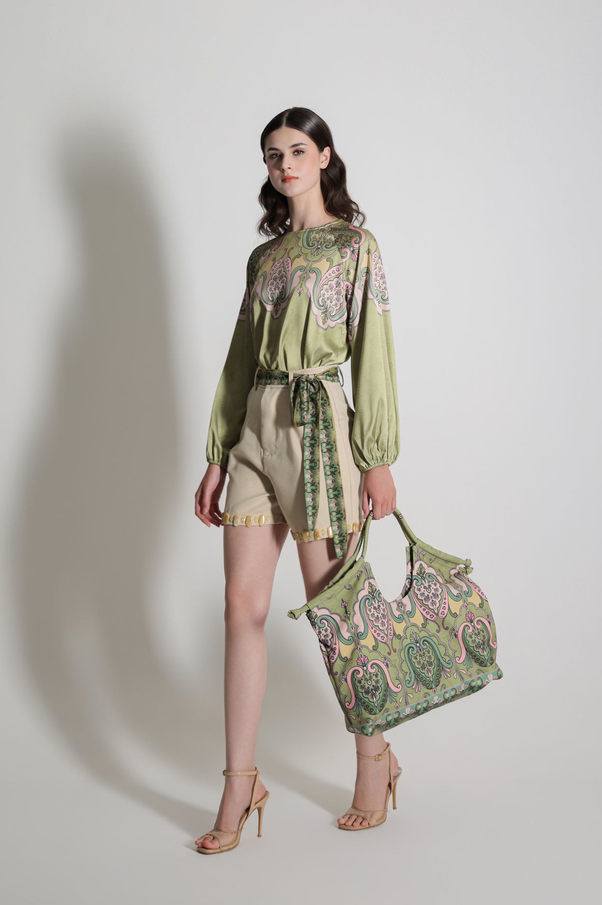 VT 8913-2 Sahei Satin Blouse in Green