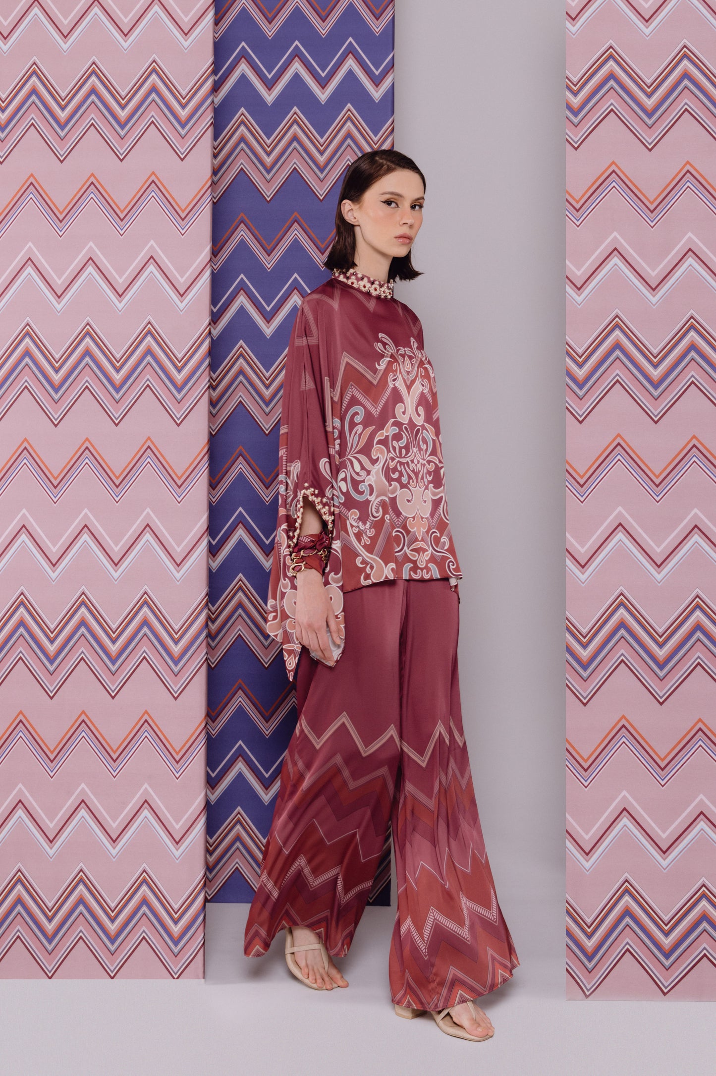 VT 8736-1 / VT 8721-6 Hudo Oversized Satin Blouse Set