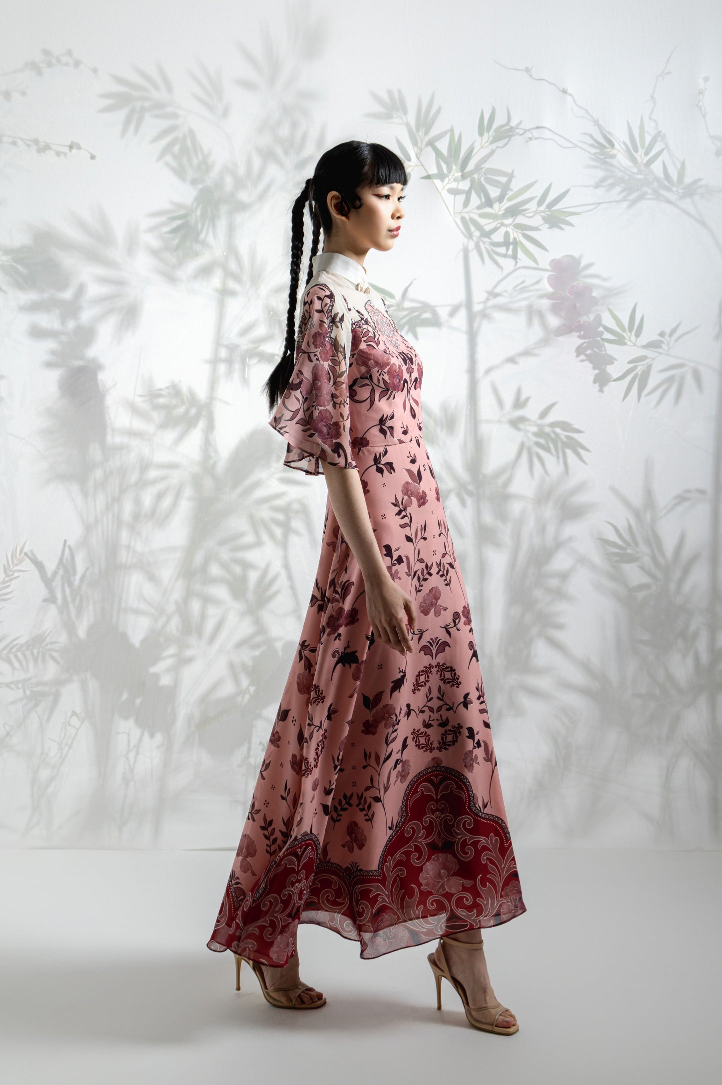 VT 8829 Yan Chiffon Cape Dress
