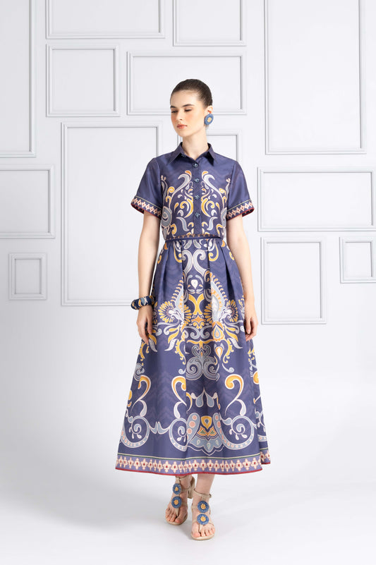 VT 8748 / VT 8749 / VT 8547 Huma Shantung Cropped-shirt Set
