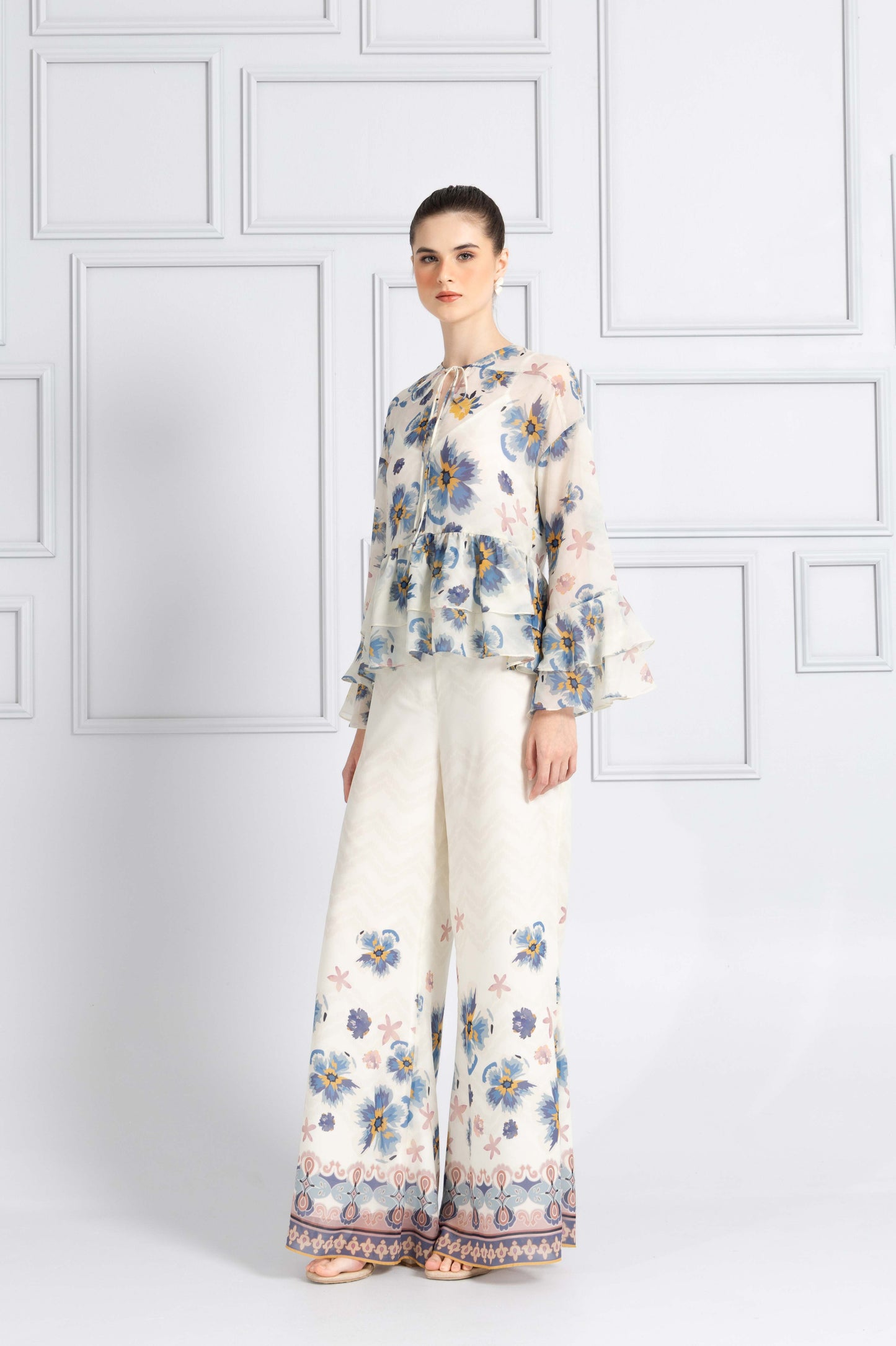 VT 8754 / VT 8746-1 Bawi Chiffon Blouse with Ruffle Set