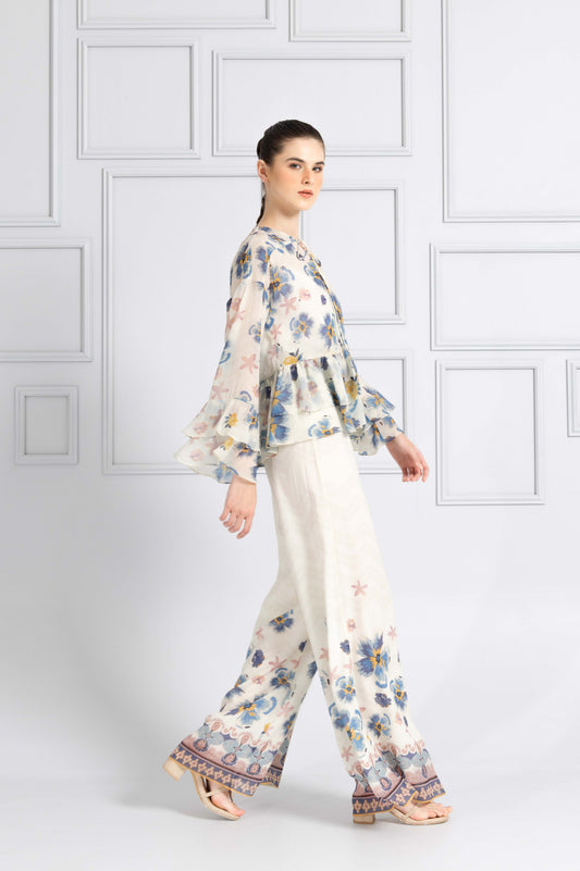 VT 8754 / VT 8746-1 Bawi Chiffon Blouse with Ruffle Set