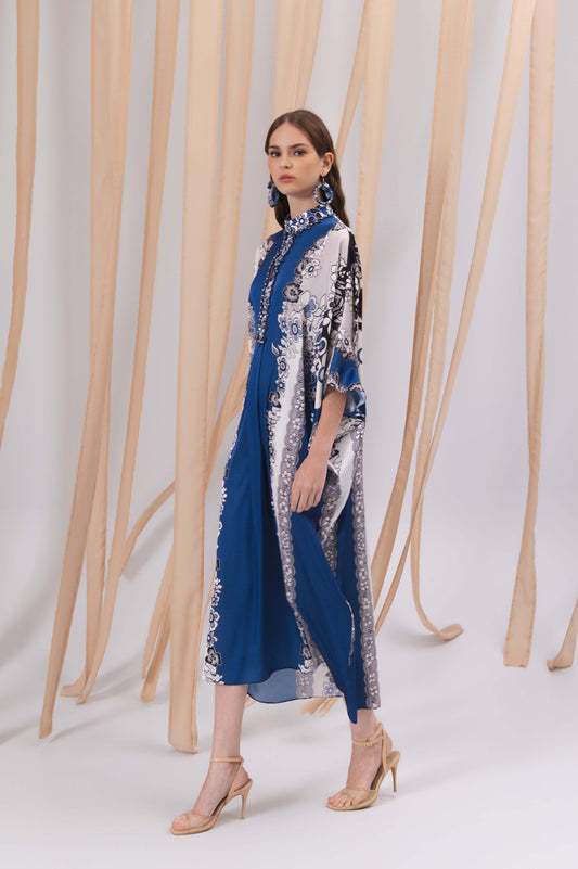 VT 8841 Gendis Satin Kaftan in Navy