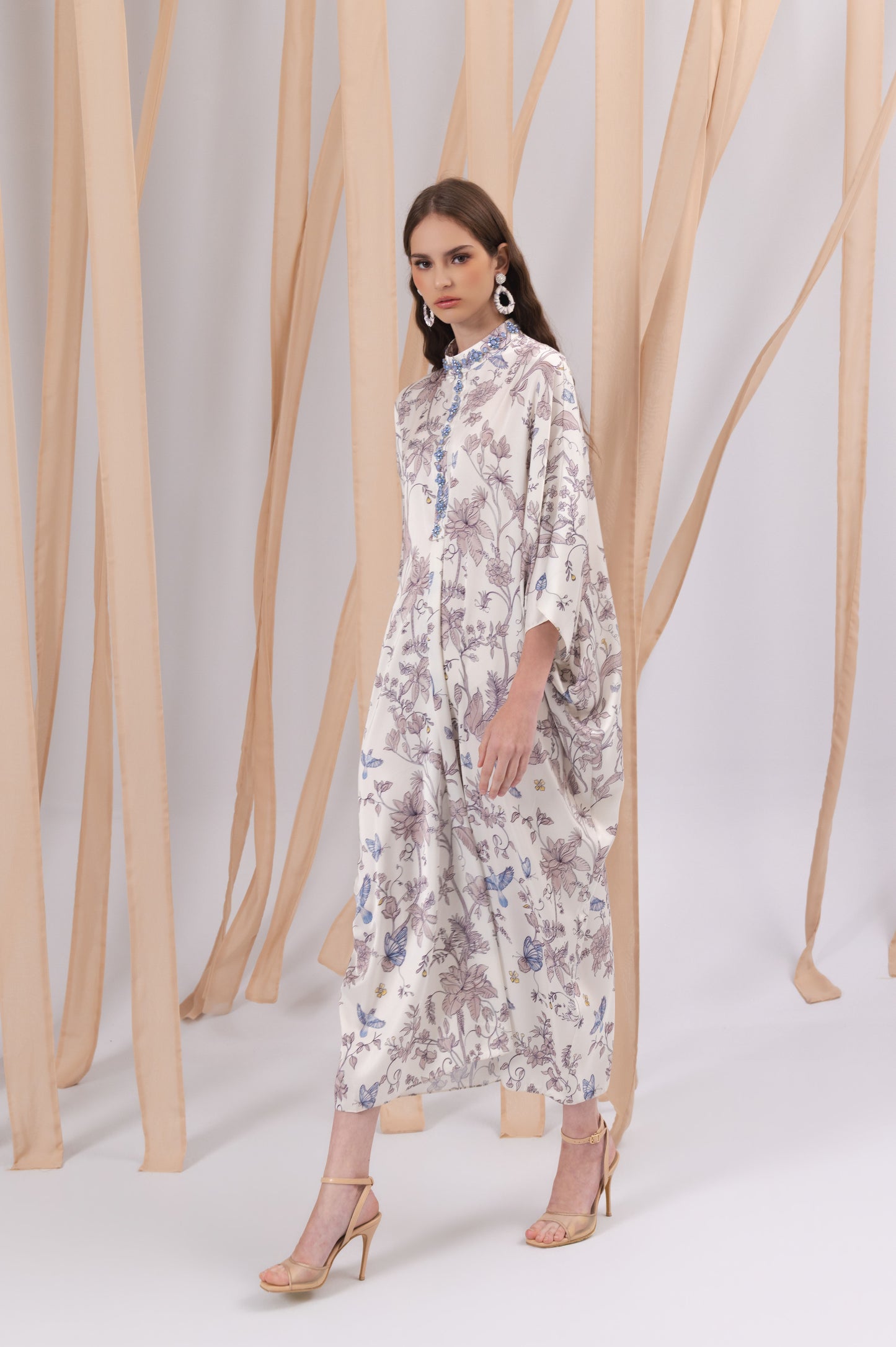 VT 8841-2 Rana Satin Kaftan in Blush