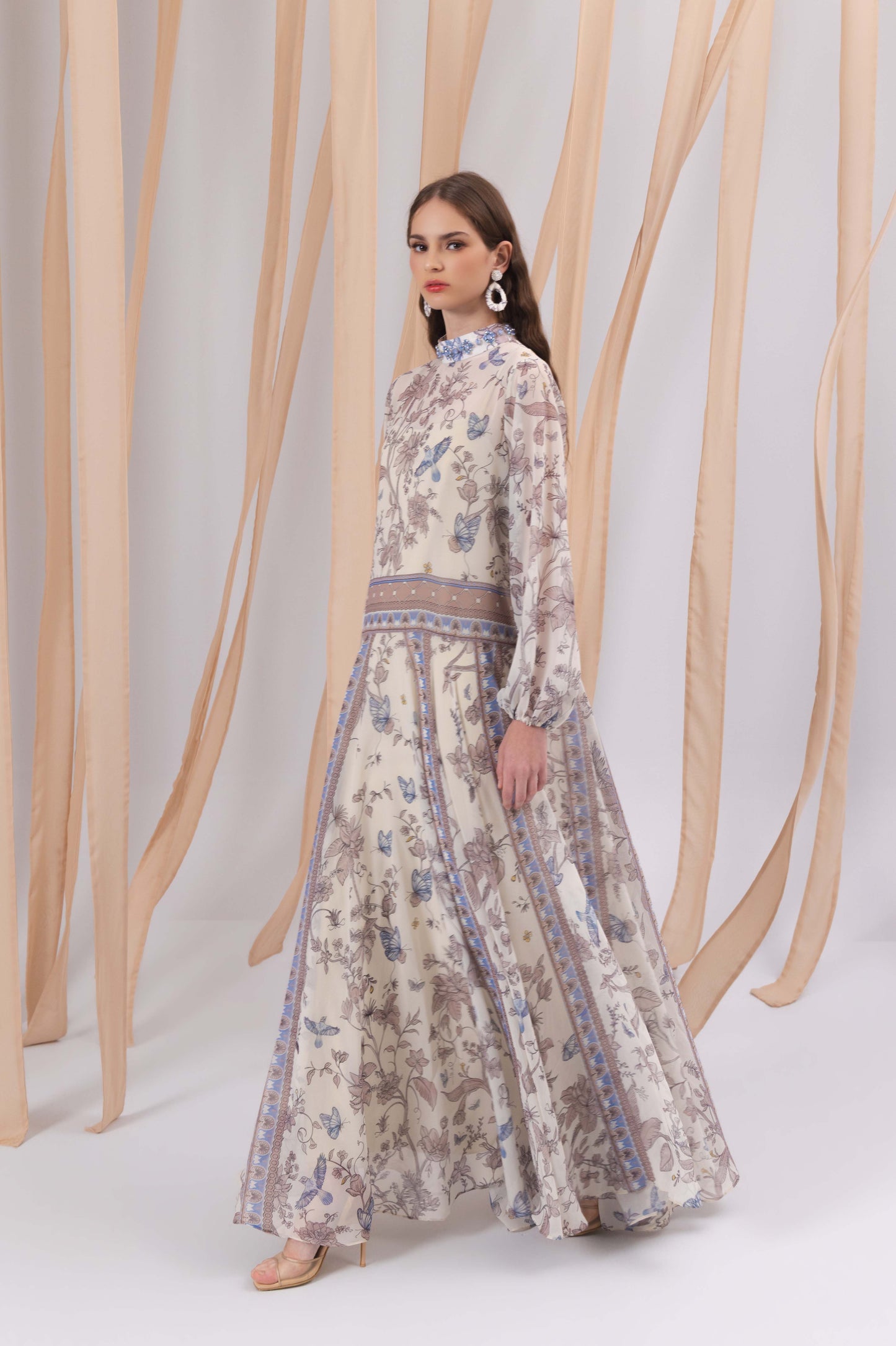 VT 8857 Rana Chiffon Maxi Dress in Blush