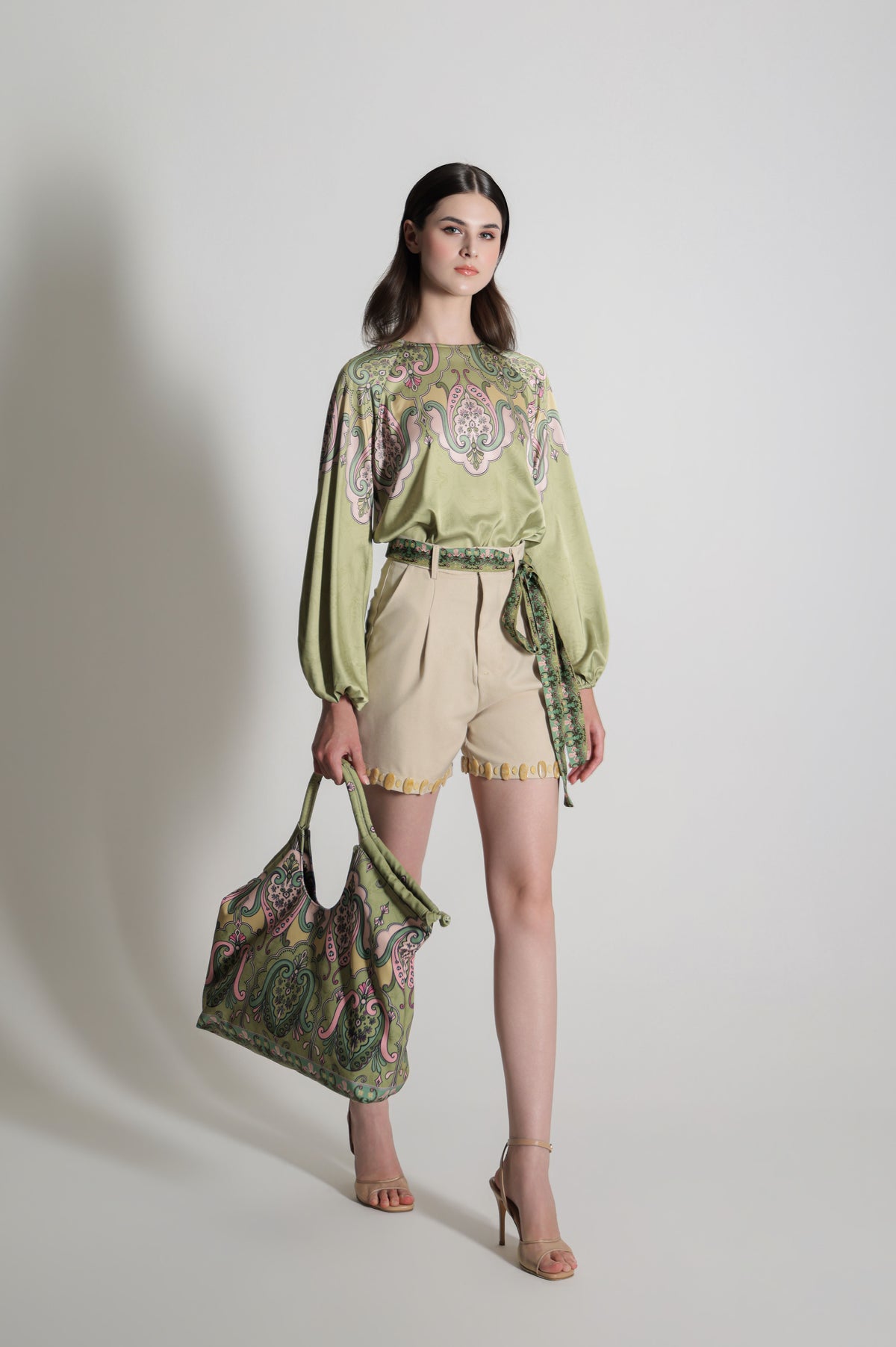 VT 8913-2 Sahei Satin Blouse in Green