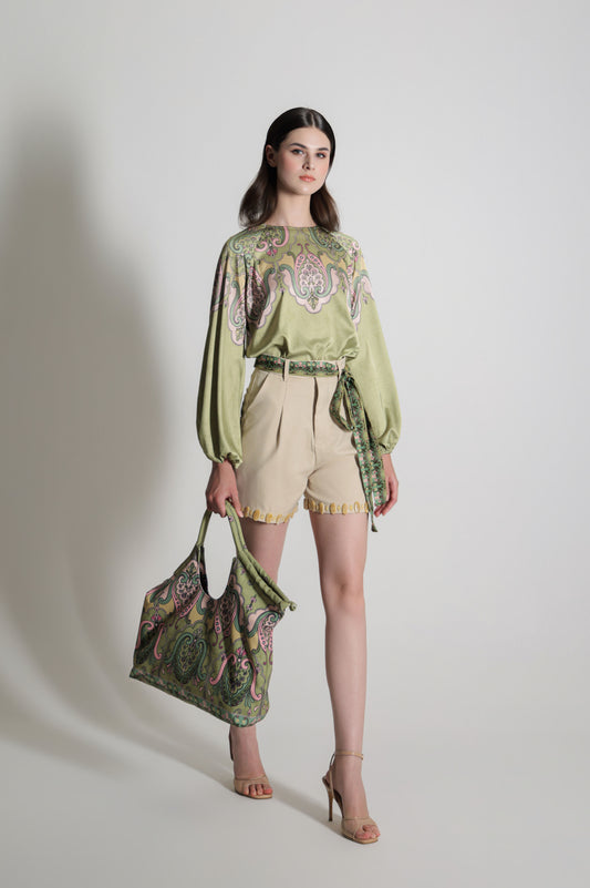 VT 8913-2 Sahei Satin Blouse in Green