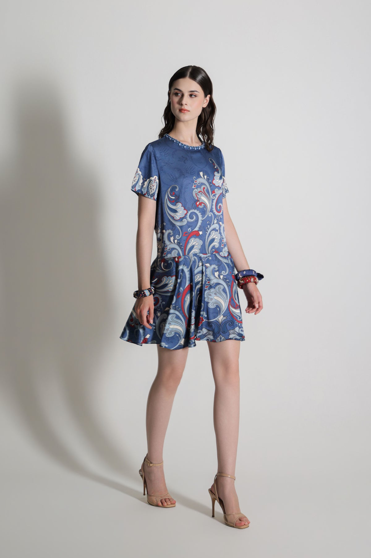 VT 8911 Kanya Satin Dress in Blue