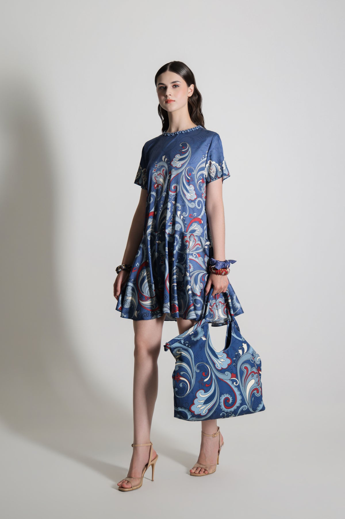 VT 8911 Kanya Satin Dress in Blue