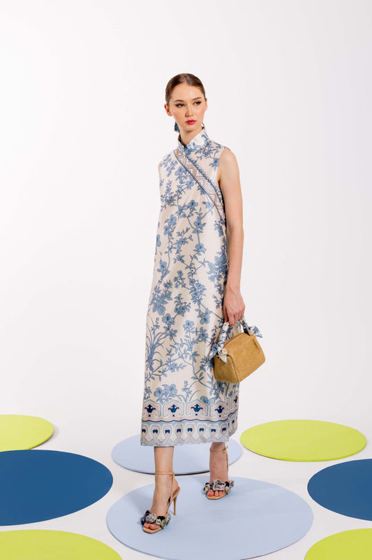 VT 8806 GREKA Tafffeta Midi-dress with Side Slit