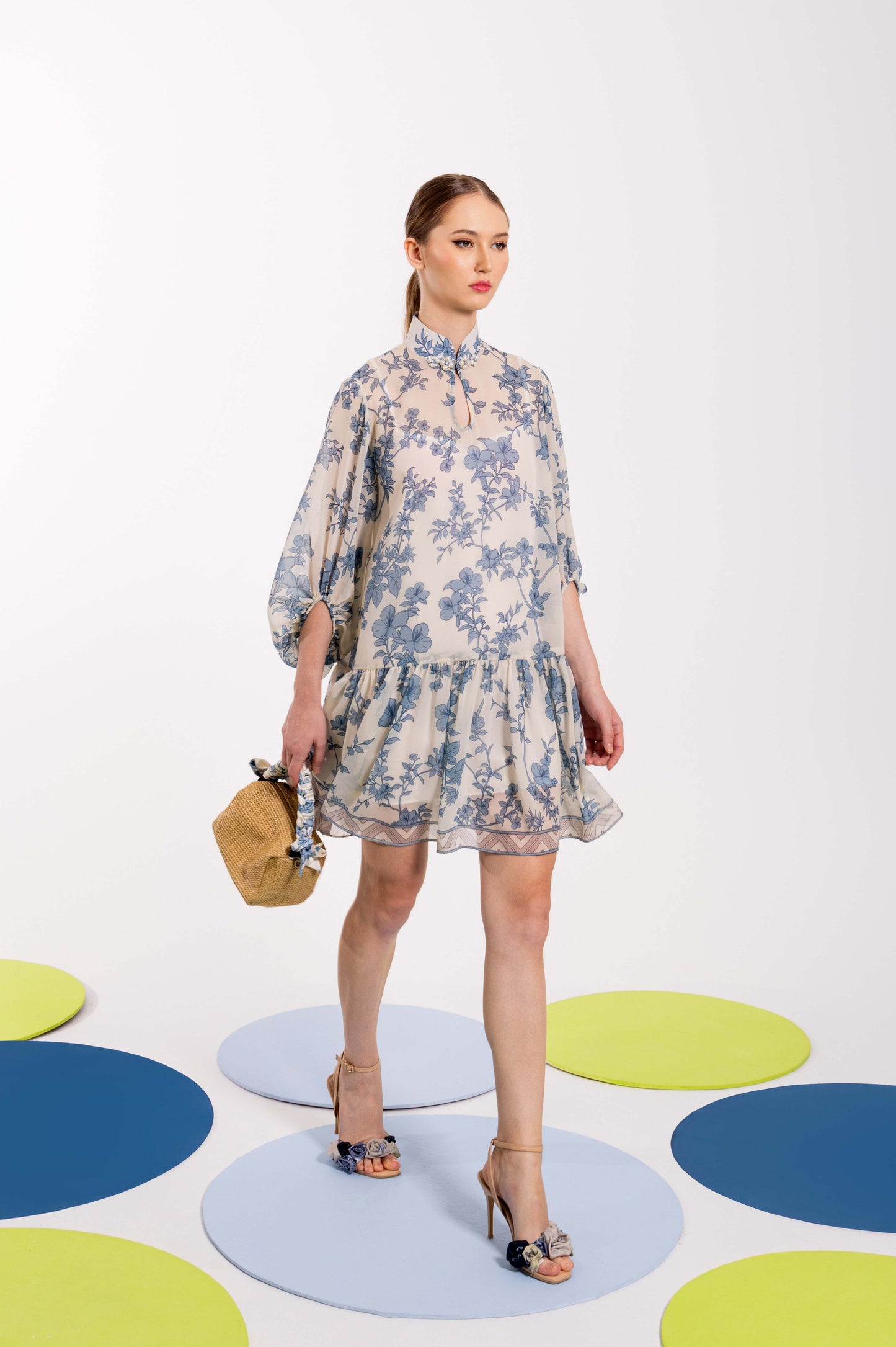 VT 8805 GREKA Chiffon Mini-dress with Puffed