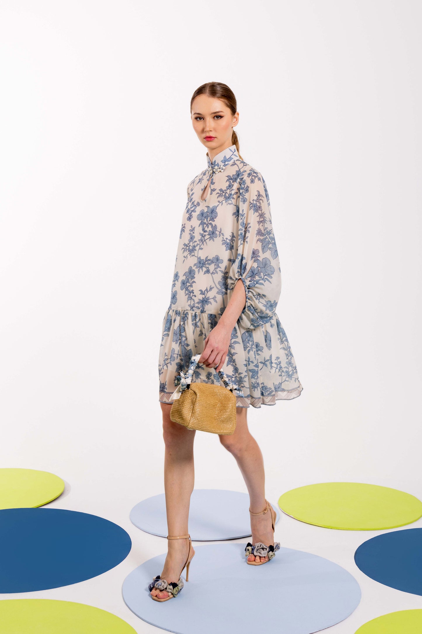 VT 8805 GREKA Chiffon Mini-dress with Puffed