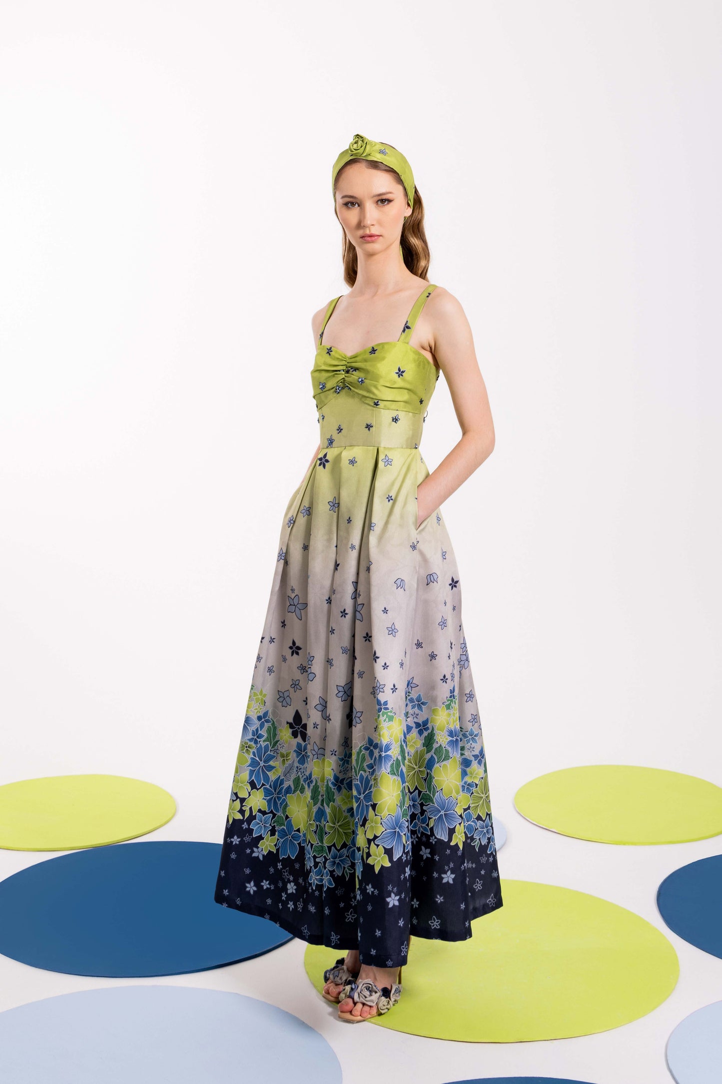 VT 8774 RUNI Tafetta Ankle-dress with Elastic Back