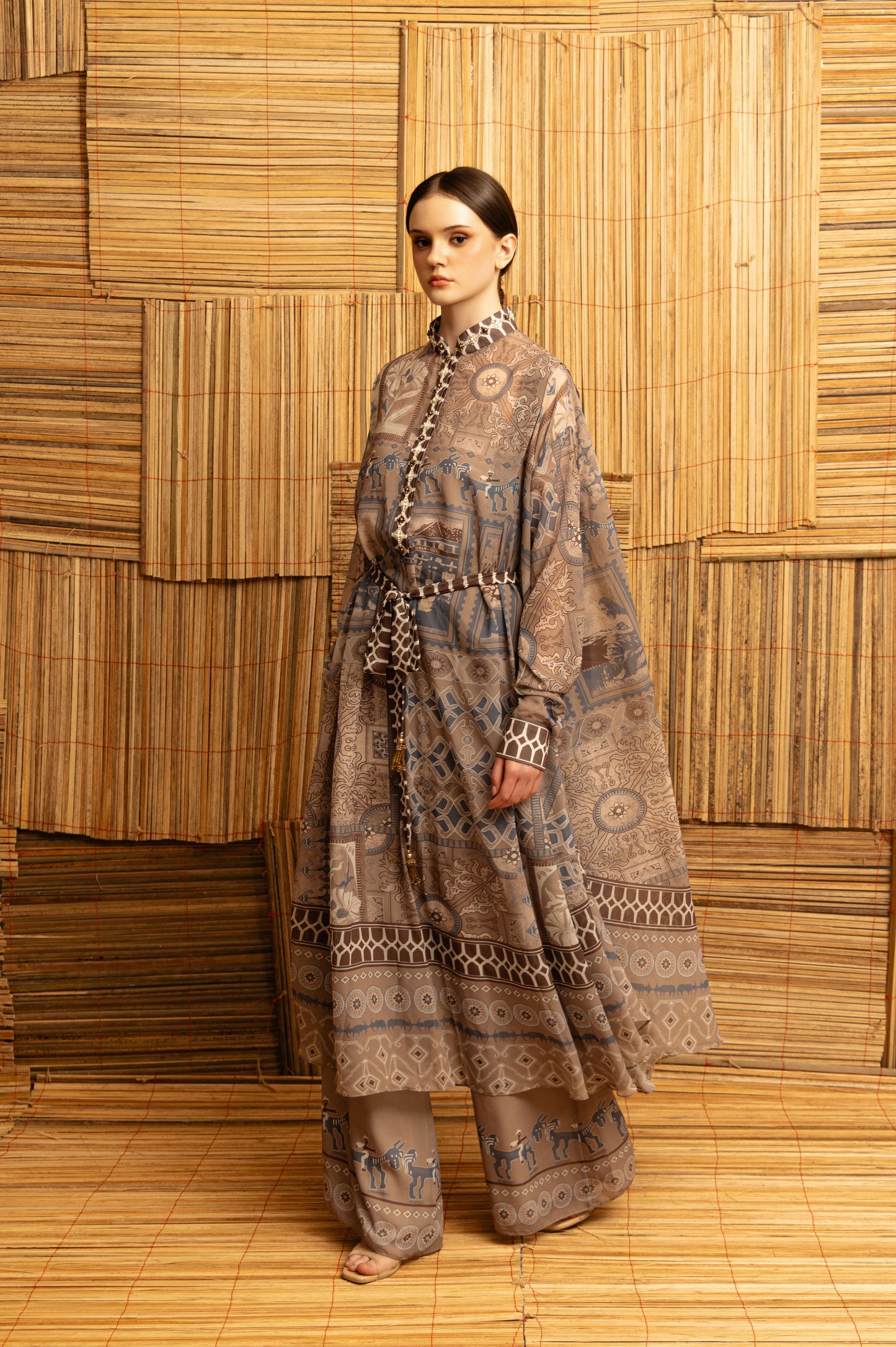 VT 8883 / VT 8882 Oboi Chiffon Belted Tunic Set