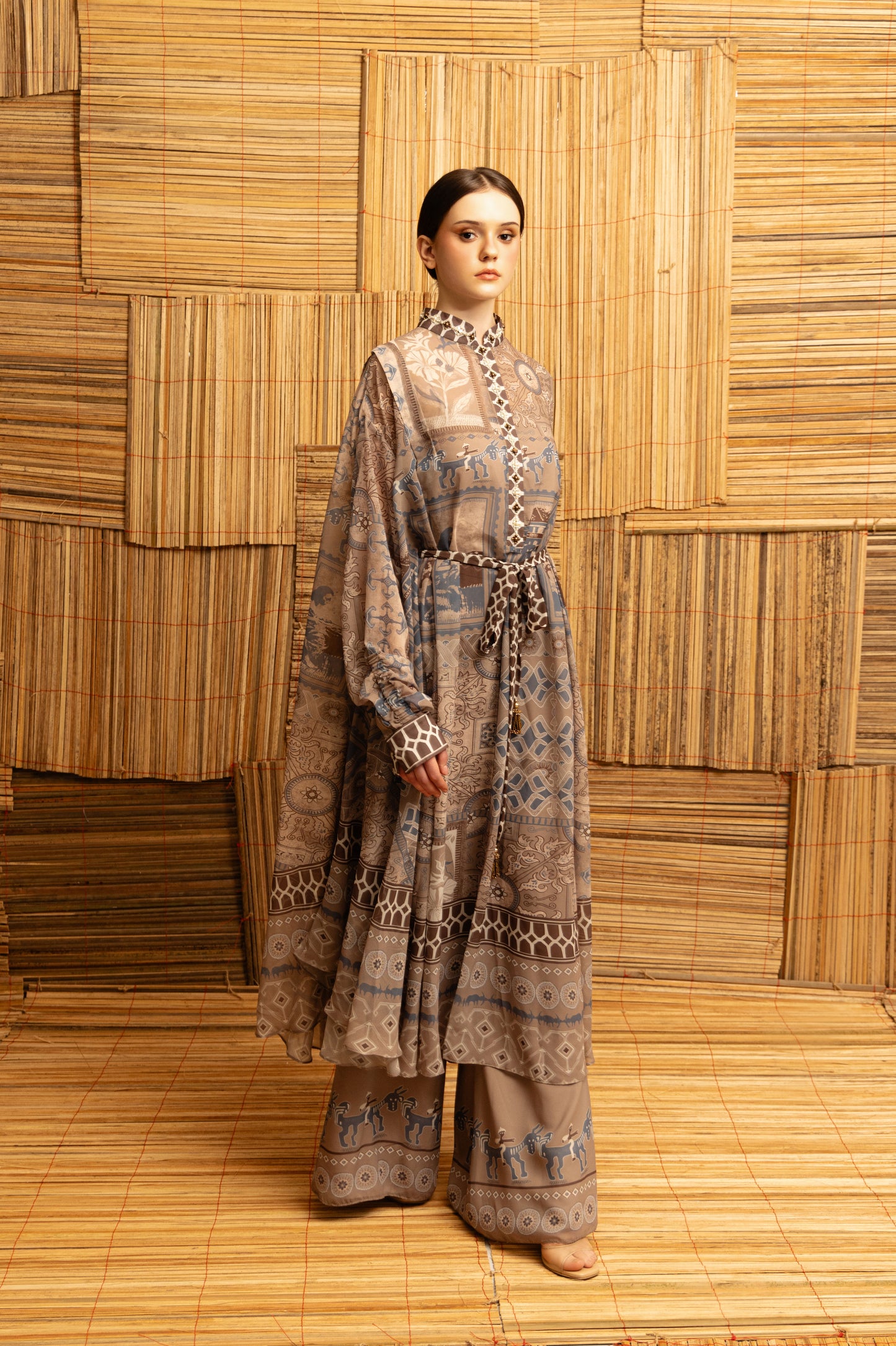 VT 8883 / VT 8882 Oboi Chiffon Belted Tunic Set