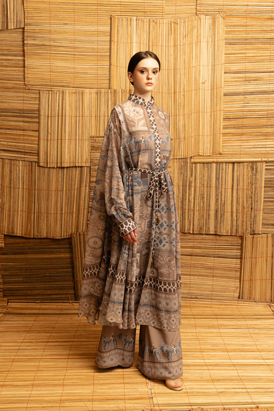 VT 8883 / VT 8882 Oboi Chiffon Belted Tunic Set