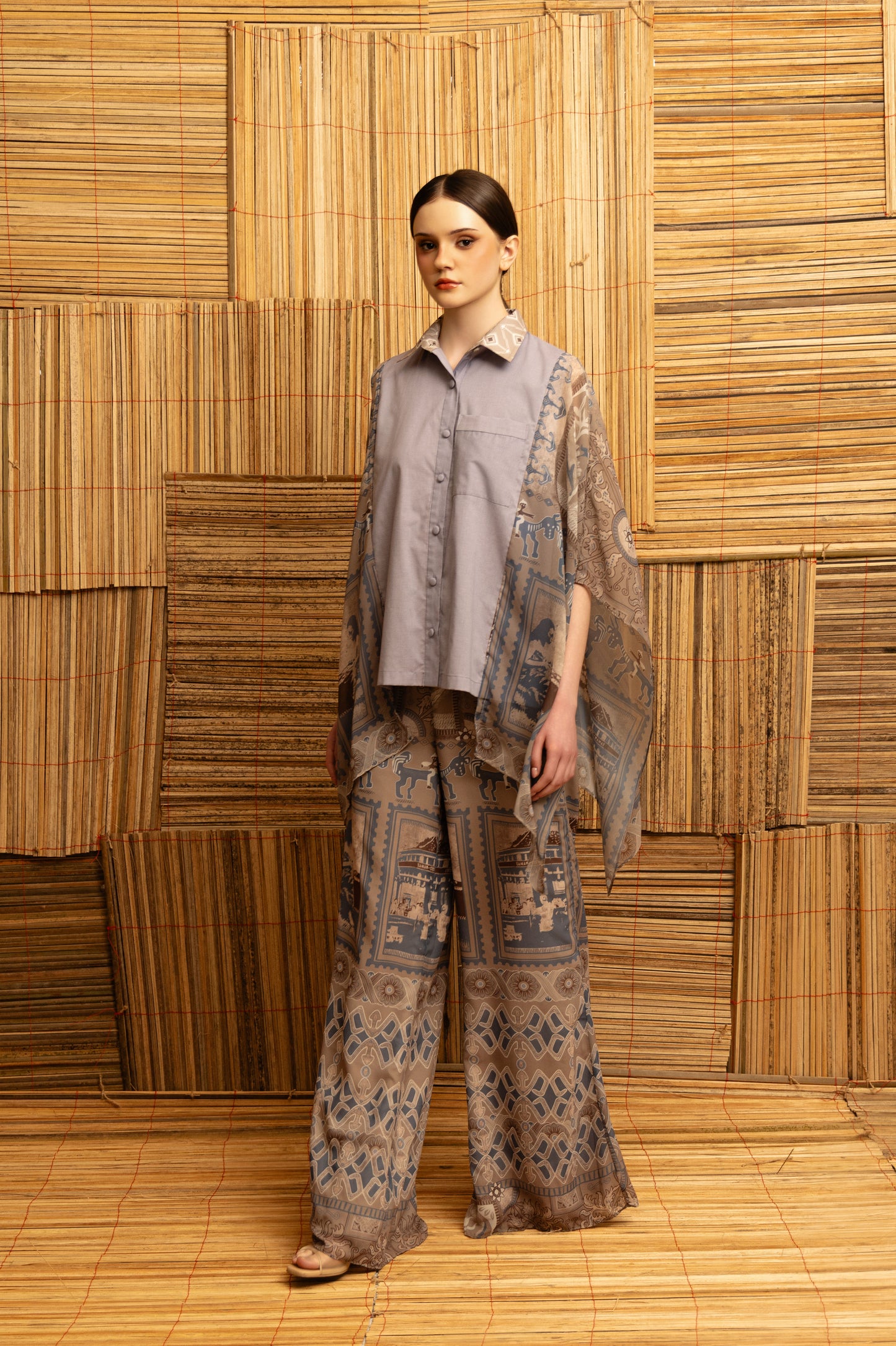 VT 8878-1 / VT 8882-1 Oboi Blouse with Draped Sleeve Set