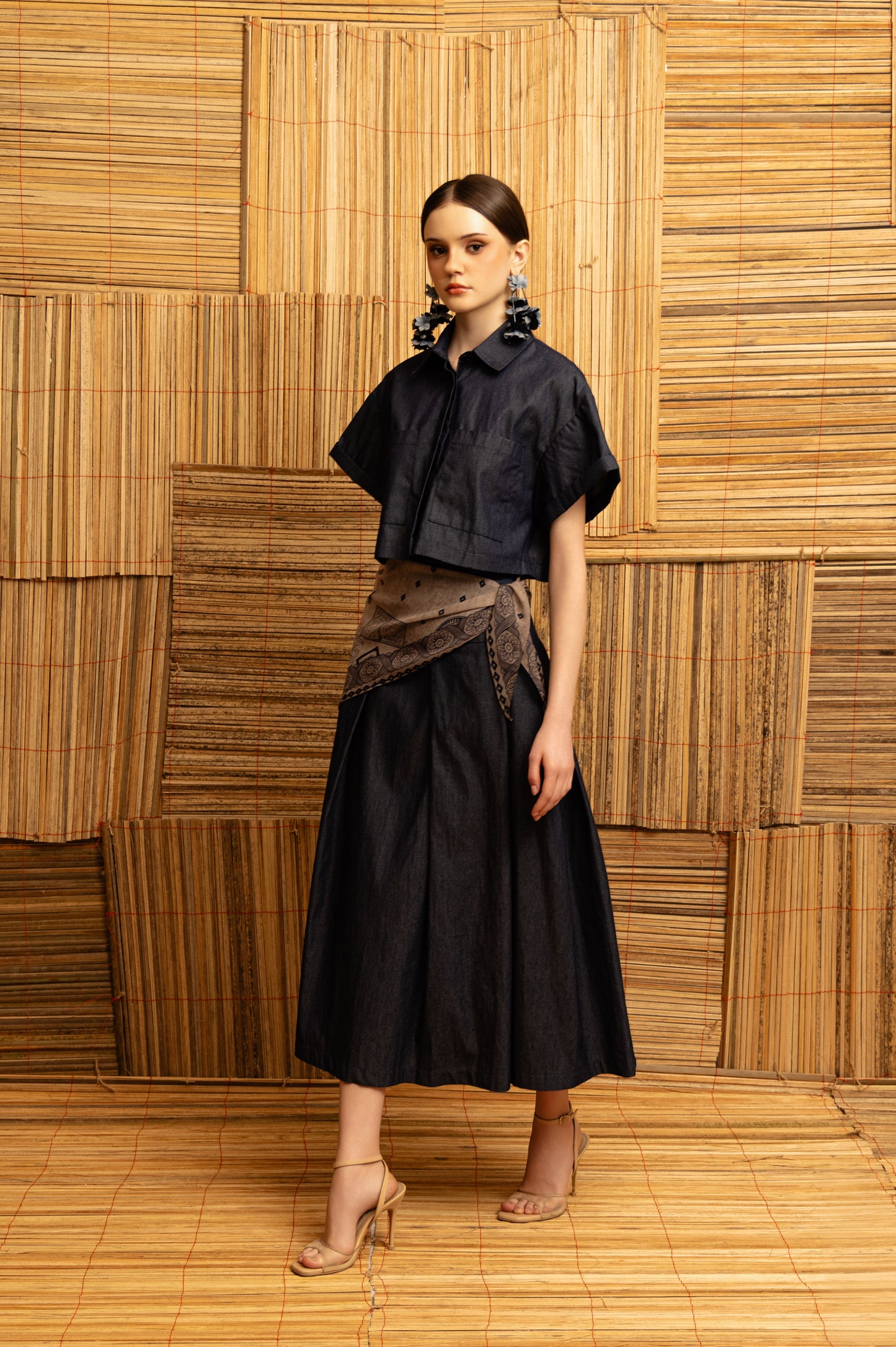 VT 8888 / VT 8889 Denim Button-up Crop Top Set
