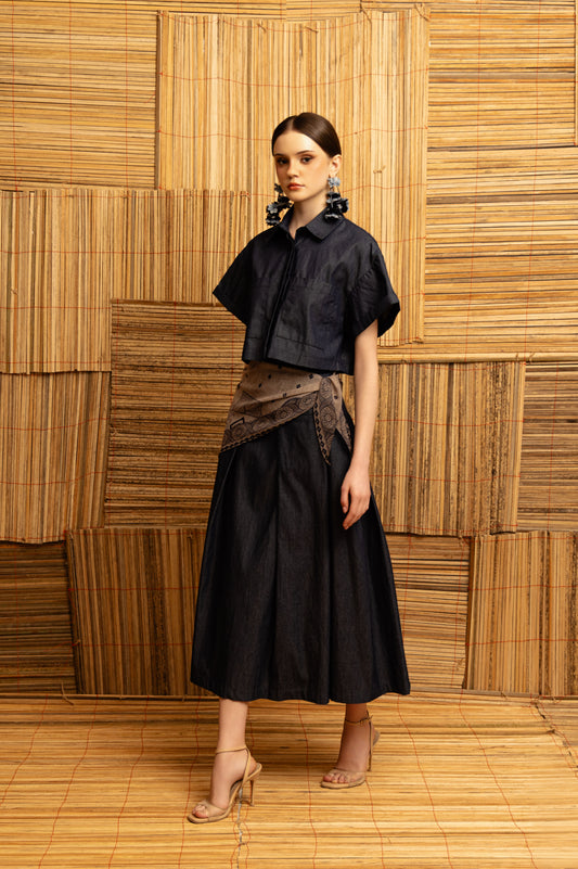 VT 8888 / VT 8889 Denim Button-up Crop Top Set
