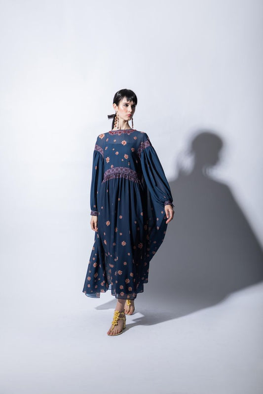 VT 8421-1 TULUR CHIFFON BAGGY DRESS IN NAVY